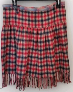 Oilily Girls Size 152 12Y Skirt Red Plaid Fringe Hem Wool Blend Holiday Festive  - Picture 1 of 12