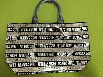 Victoria Secret Tote Bag Sequins Gray/Black Originally NWT - Image 1 of 3