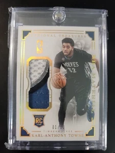 2015-16 National Treasures NBA MATERIAL parche novato radiocontrol Karl Anthony Towns 01/10 - Imagen 1 de 2