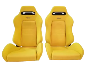 PAIR OF USED JDM RECARO SR3 DC2 YELLOW BUCKET SPORT RACING SEATS - Picture 1 of 7