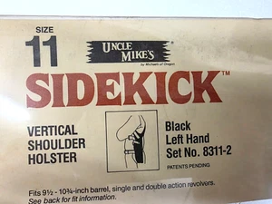 1 UNCLE MIKES LH 9.5"-10.75" Bbl Rev. 8311-2 VERTICAL SHOLDER Black HOLSTER NOS - Picture 1 of 13