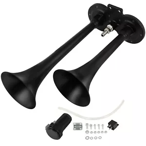 For Boat Train Car Semi Truck Air Horn Compressor Kit 12V 150DB Dual Trumpets US - Picture 1 of 12