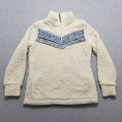 Chaqueta Sherpa Impermeable Mujer Pequeña Marfil Bolsillos Cremallera Foto 1 de 4