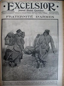 WW1 ZOUAVES ET LEUR BLESSé FUSILIERS MARINS DANS LE NORD EXCELSIOR 26/06/1915 - Picture 1 of 1