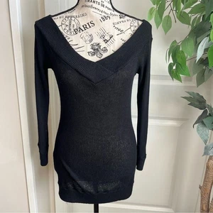 Green Ville Y2K Rippstrick Off-Shoulder Pullover schwarz Gr. L - Bild 1 von 16