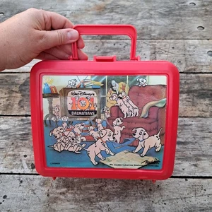 Vintage 101 Dalmatians Red Lunch Box Case Aladdin Disney NO THERMOS 90's Y2k - Picture 1 of 7