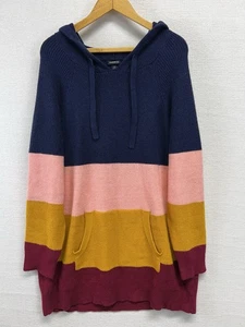 Torrid Raglan tunica felpa con cappuccio maglione multi righe donna 3X 22-24 tasche canguro - Foto 1 di 11