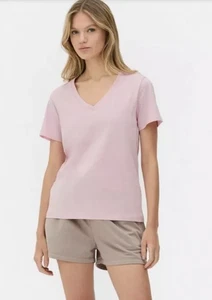 Primark Womens T Shirt Pink Short Sleeves Casual V Neck Cotton Large Reg Fit - Picture 1 of 2
