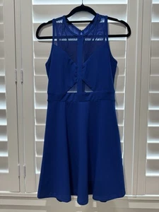 ALLOVER ME Royal blue mini dress with cutout details and mesh back Size 8: - Picture 1 of 8