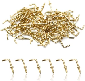 100 piezas ganchos enchapados en latón curvado cuadrado, mini ganchos atornillables en ángulo recto para Han - Imagen 1 de 12