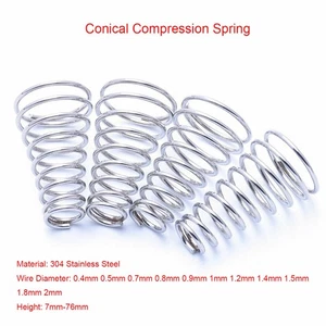 304 Stainless Conical Cone Compression Spring Pressure Spring Wire Dia 0.4mm-2mm - Picture 1 of 6