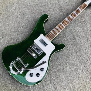 Bajo eléctrico personalizado 6 cuerdas verde llama tapa de arce Bigs Tremolo Bridge - Imagen 1 de 6