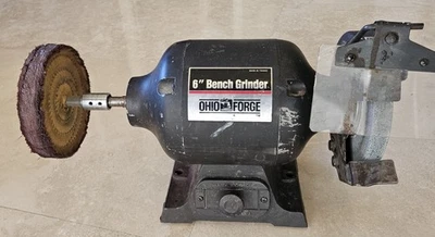 Vintage Ohio Forge Bench Grinder 1/2 Hp 3500 RPM 1988 Ser.# 412433 w Attachments - Image 1 of 4
