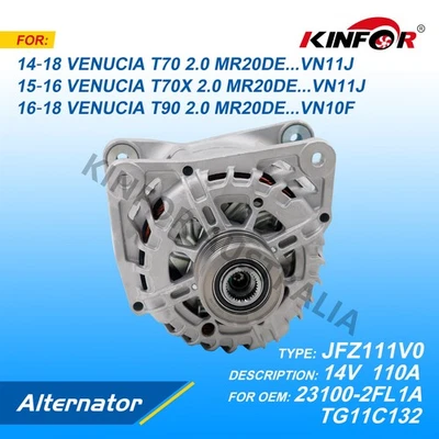 Fred Alternator Fits Nissan VENUCIA 14T70X 2.0L 16T90 23100-2FL1A-KINFOR JR-JFZ1 - Image 1 of 3