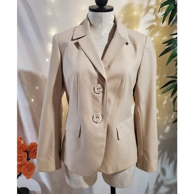Lafayette 148 New York Virgin Wool Stretch Blazer Womens Size 4P Beige Career - Image 1 of 4