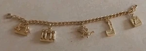 Vintage 5 Charm Souvenir Bracelet London England UK Historical Monuments 8" - Picture 1 of 1
