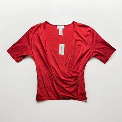Rena Rowan Red Wrap Front Stretch Top Women’s XL Short Sleeve Chic Casual NWT - Image 1 of 4