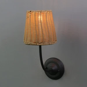 Rattan Boho gewickelte Wandleuchte, Innen fest verdrahtet Gold handgewebt Farmh... - Bild 1 von 6