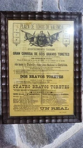 ANTIQUE SILK BULLFIGHTING SIGN - Picture 1 of 2