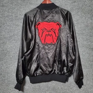 Vintage Red Dog Bier Satin Druckknopf Jacke Herren XL West Ark USA Made Bulldog Brew - Bild 1 von 9