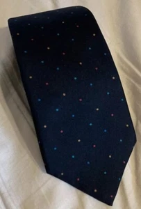 Frangi 80er 90er Vintage Herrenkrawatte Seide schwarz Regenbogen mehrfarbig Tupfen gebraucht, in einwandfreiem Zustand - Bild 1 von 3