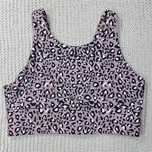 Kyodan Sports Bra Large High Neck Long Line Strappy Leopard Animal Print Mauve - Picture 1 of 10