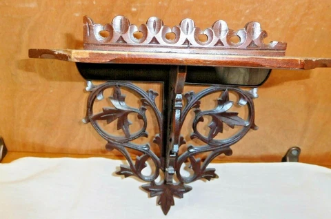 Antique ~ Salvage ~ Pierced Walnut Shelf with pierced bracket 9 1/2" wide  #3150 Cover