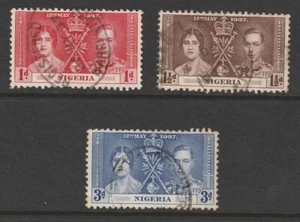 NIGERIA 1937 INCORONAZIONE SET DI 3 SG46/SG48 USATO BUONO/FINE - Foto 1 di 2