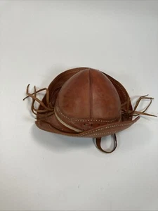 Vintage Traditional Brazilian Leather Kids Hat Vaqueiro Cowboy Brown VTG Childs - Picture 1 of 14