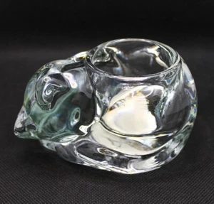 Vintage Indiana Glass Cat Votive Candle Holder Clear Made in USA 4.5" - Picture 1 of 11