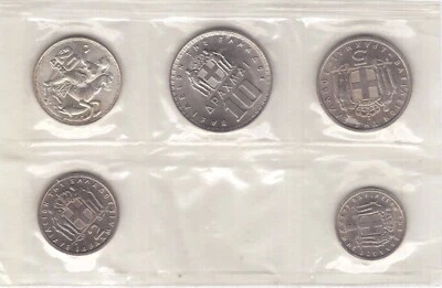 GREECE 5 DIF UNC COINS SET 1 - 20 DRACHMAI 1954 - 1962 YEAR  KM#81-85 - Image 1 of 2