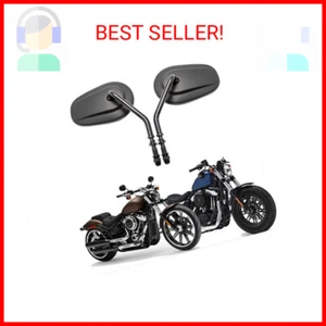 8mm black Motorcycle Teardrop Rear View Mirrors For Sportster XL 883 1200 Road K - Picture 1 of 2