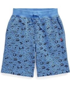 NWT Polo Ralph Lauren Blue/Navy POLO BEARS IN HATS Fleece Shorts Boy's 6 PONY - Picture 1 of 5