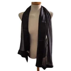 Krawattenhalter schwarz transparent elegant Chiffon Halstuch Stola lang Schalldämpfer Halstuch - Bild 1 von 8