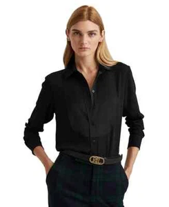 Lauren Ralph Lauren Georgette-Hemd mit Latz vorne, schwarz, 6 - Bild 1 von 1