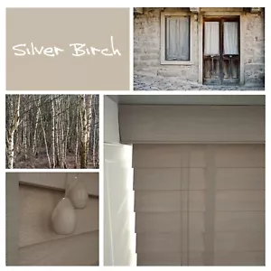 Qualität Maßgeschneidert 50 mm Silber Birke Holz Jalousien mit Bändern - Bild 1 von 1