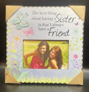 "My Sister, My Friend" Sister Gift 6"x4" Picture Frame 3D Butterfly - Picture 1 of 5