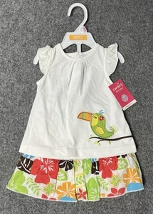 Carters Vintage Baby 9 Monate Mädchen tropischer Tukan Rock Kleid Outfit - Bild 1 von 5
