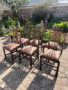 Set Of Six Antique Vintage King George The V 5th Coronation Chairs - Picture 1 of 14