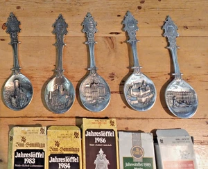 Set of 5 WMF Jahresloffel Pewter Spoons - Bild 1 von 6