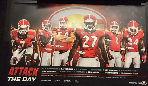 Georgia Bulldogs Football 2016 Team Schedule poster Nick Chubb Kirby Smart Cover