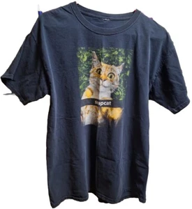 T-Shirt Unisex Grafik schwarz Snapcat kurzärmlig Jersey L schwere Baumwolle lustige Katze - Bild 1 von 12