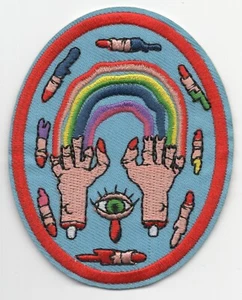 ZOMBIE, RAINBOW, BONE, HAND HORROR SEVERED Cloth Patch Iron-On Sew-On Applique - Picture 1 of 2