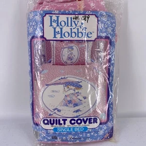 Vintage Holly Hobbie Bettbezug Single mit Kissenbezug Rosa Lila Blau Neu - Bild 1 von 10