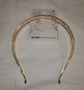 Scunci Gold Metall doppeltes Stirnband Tamera mähen NEU - Bild 1 von 2
