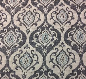 BALLARD DESIGNS ARRYANNA ARDESIA MINERALE BLU CREMA TESSUTO DAMASCATO DA CANTIERE 54"W - Foto 1 di 5