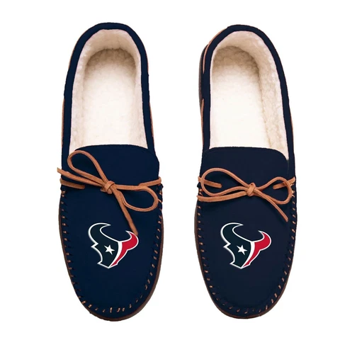 NFL Houston Texans Men's Colored Moccasin Hard Slides Shoes SZ XL Cover