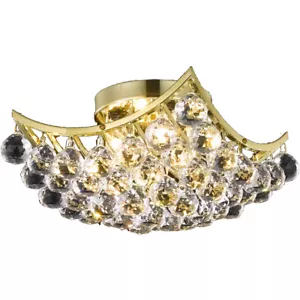 Flush Mount Crystal Chandelier Bedroom Bathroom Hallway 4 Light Fixture 12" - Picture 1 of 2