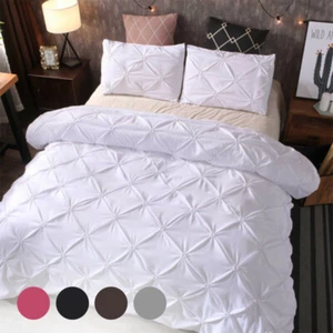 Quilt Textured Duvet Cover Pillowcase Comforter Bedding Set Twin Queen King Size - Picture 1 of 29
