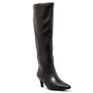 Women's Black Kendra Kitten Heel Tall Dress Boots with Memory Foam Insole New - Picture 1 of 3